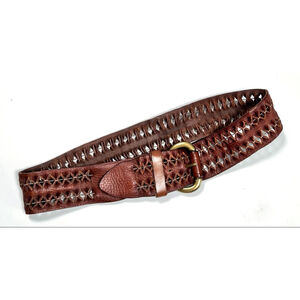 Women's BRAVE Brown Leather Cutout Belt One Size 30